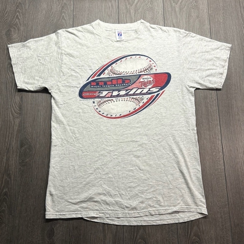Vintage 1999 Minnesota Twins Logo 7 MLB T-Shirt Mens Large Heather Gray Graphic